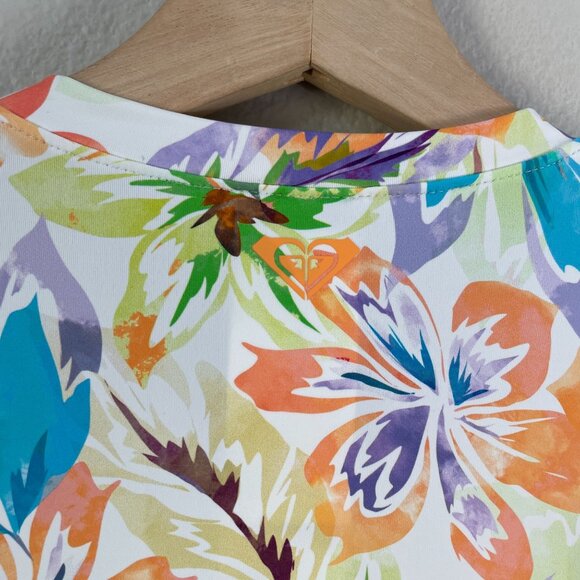 NEW Roxy Womens Medium Floral Long Sleeve Sea Skippin PT Lycra Top Rash Gaurd - Picture 7 of 8